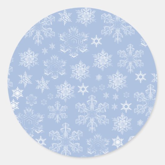 Snowflake Patroon, witte sneeuwvlokken, sneeuw, wi Ronde Sticker (Voorkant)