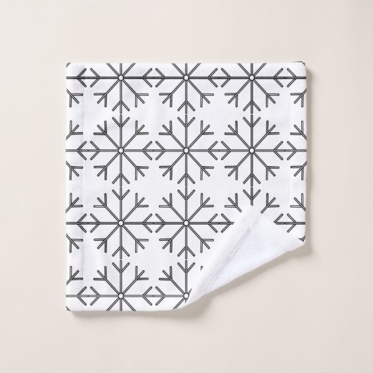 Snowflake patroon - zwart-wit. bad handdoek (Wasdoekje)