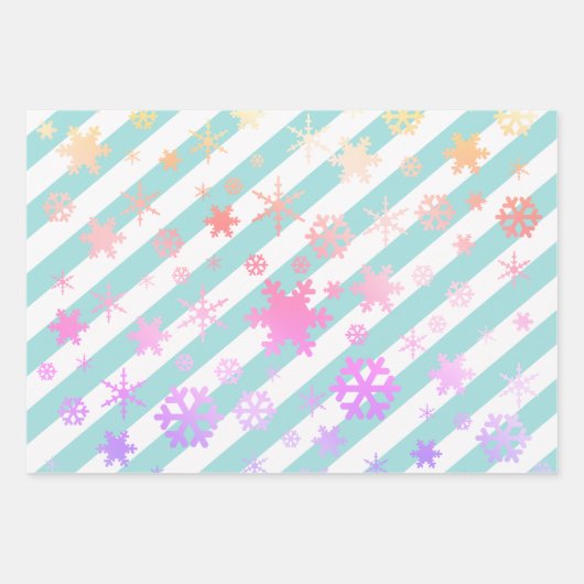 Snowflake patroonstrips voor holografisch kerstfee inpakpapier vel (Voorkant 3)