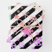 Snowflake patroonstrips voor holografisch kerstfee inpakpapier vel (In situ)