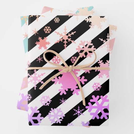 Snowflake patroonstrips voor holografisch kerstfee inpakpapier vel (In situ)