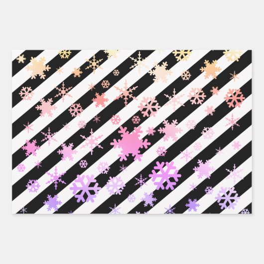 Snowflake patroonstrips voor holografisch kerstfee inpakpapier vel (Voorkant)