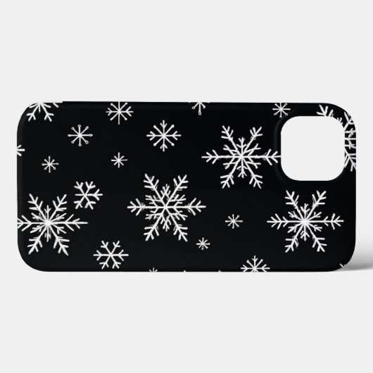 Snowflake Pattern Black Phone Case (Achterkant (horizontaal))