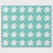 Snowflake Pattern Blauwgroen White Merry Kerstmis  Cadeaupapier (Vlak)
