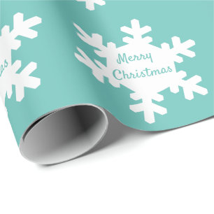Snowflake Pattern Blauwgroen White Merry Kerstmis  Cadeaupapier