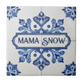 Snowflake pattern blue & white holiday custom name tegeltje (Voorkant)
