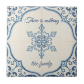 Snowflake pattern blue & white holiday custom name tegeltje (Voorkant)