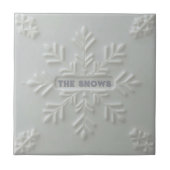 Snowflake pattern blue & white holiday custom name tegeltje (Voorkant)