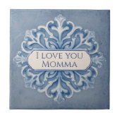 Snowflake pattern blue & white holiday custom name tegeltje (Voorkant)