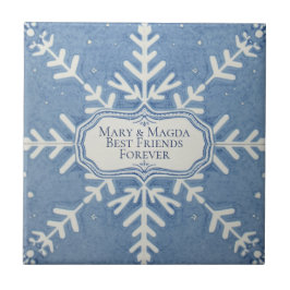 Snowflake pattern blue & white holiday tegeltje