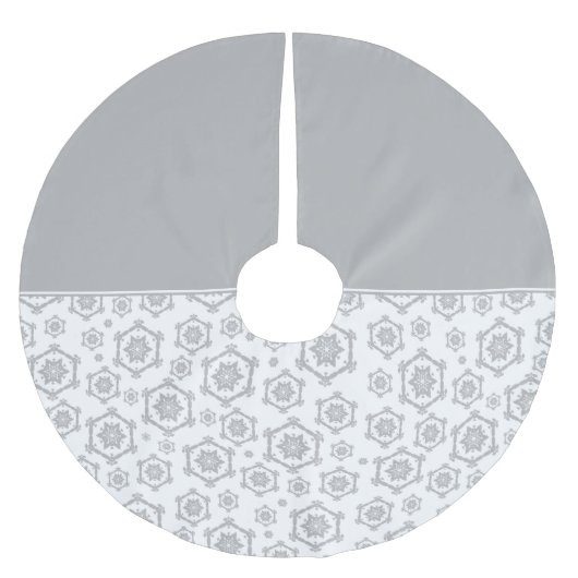Snowflake Pattern Elegant Grey Kerstfeestdag Kerstboom Rok (Voorkant)