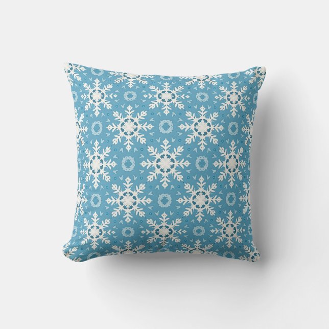 Snowflake Pattern – Elegant Winter Frost Design Kussen (Voorkant)