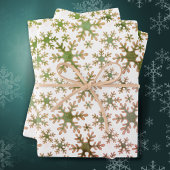 Snowflake Pattern Green Roze kerstfeestdag Inpakpapier Vel