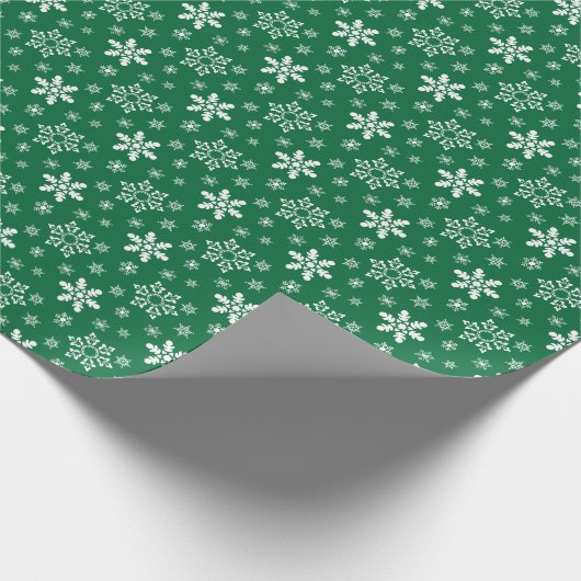 Snowflake pattern green Wrapping Paper Cadeaupapier (Hoek)