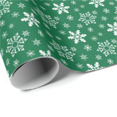 Snowflake pattern green Wrapping Paper Cadeaupapier (Rol Hoek)