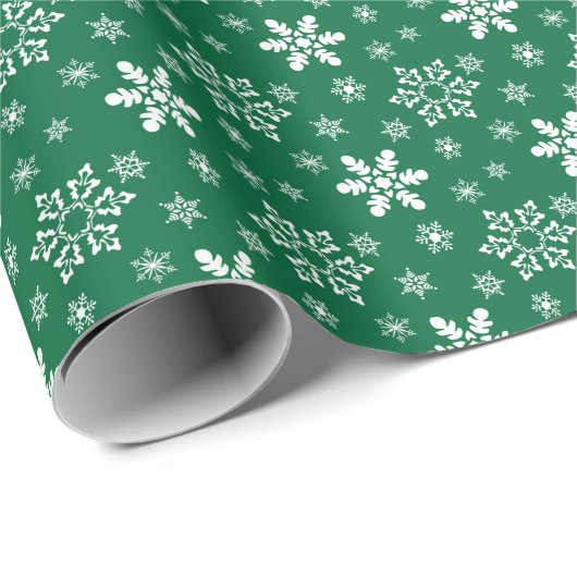 Snowflake pattern green Wrapping Paper Cadeaupapier (Rol Hoek)
