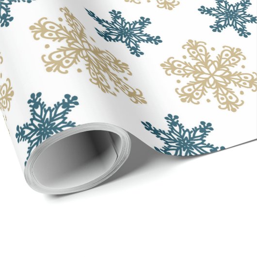 Snowflake Pattern Kerstmis Cadeaupapier (Rol Hoek)