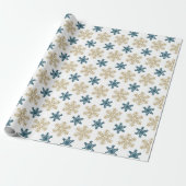 Snowflake Pattern Kerstmis Cadeaupapier (Uitgerold)