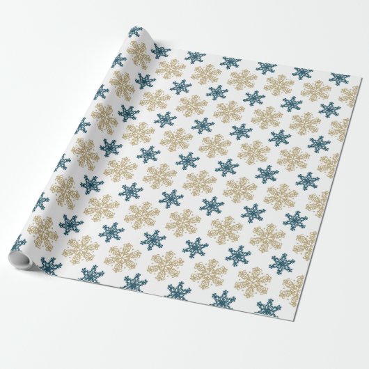 Snowflake Pattern Kerstmis Cadeaupapier (Uitgerold)