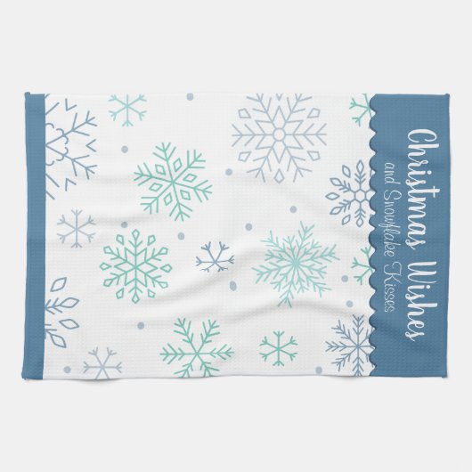 Snowflake Pattern Kerstwensen  Theedoek (Horizontaal)