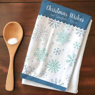 Snowflake Pattern Kerstwensen Theedoek