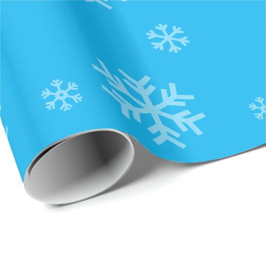 Snowflake Pattern Modern Winter Holiday Blue Cadeaupapier (Rol Hoek)