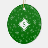 Snowflake Pattern Monogrammed Green Kerstmis Keramisch Ornament (Links)