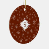 Snowflake Pattern Monogrammed Red Kerstmis Keramisch Ornament (Rechts)