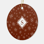 Snowflake Pattern Monogrammed Red Kerstmis Keramisch Ornament (Links)