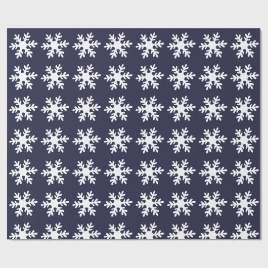 Snowflake Pattern Navy Blue Holiday Cadeaupapier (Vlak)