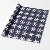 Snowflake Pattern Navy Blue Holiday Cadeaupapier (Uitgerold)