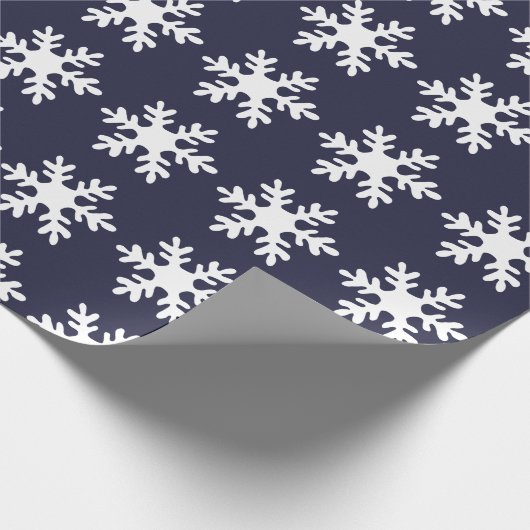 Snowflake Pattern Navy Blue Holiday Cadeaupapier (Hoek)