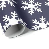 Snowflake Pattern Navy Blue Holiday Cadeaupapier (Rol Hoek)