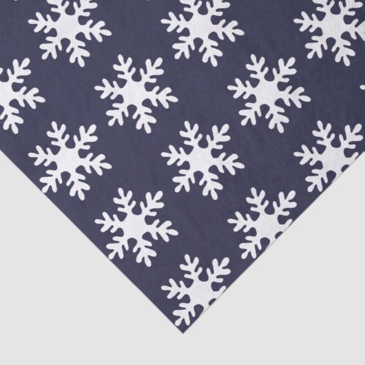 Snowflake Pattern Navy Blue Holiday Tissuepapier (Detail)