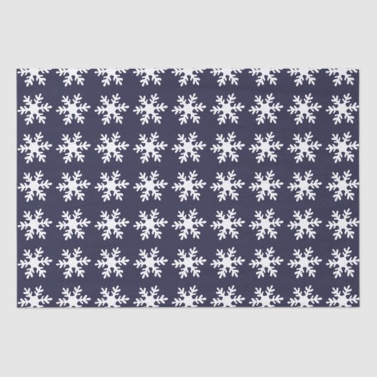 Snowflake Pattern Navy Blue Holiday Tissuepapier (Voorkant)