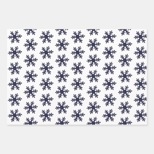 Snowflake Pattern Navy Blue White Holiday Inpakpapier Vel (Voorkant 3)
