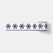Snowflake Pattern Navy Blue White Holiday Satijnen Lint (Voorkant)