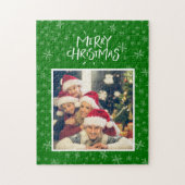 Snowflake Pattern on Green Merry-kerstfoto Legpuzzel (Verticaal)