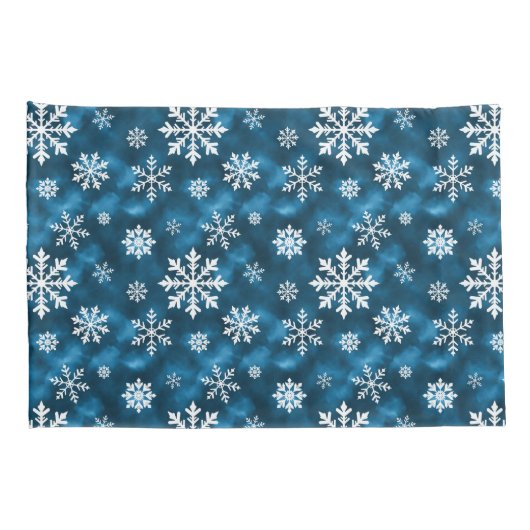 Snowflake Pattern On Wintery Blue Background Kussensloop (Achterkant-Rechts)