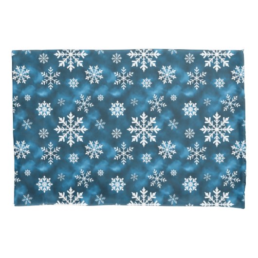 Snowflake Pattern On Wintery Blue Background Kussensloop (Voorkant-Links)