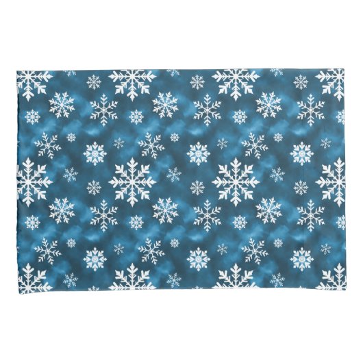 Snowflake Pattern On Wintery Blue Background Kussensloop (Voorkant-Rechts)