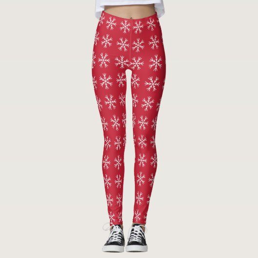 Snowflake Pattern op Red Leggings (Voorkant)