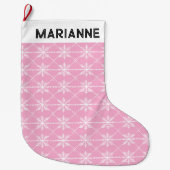 Snowflake Pattern Pastel Pink Grote Kerstsok (Voorkant)