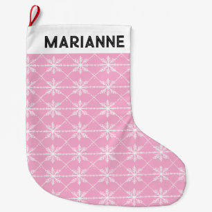 Snowflake Pattern Pastel Pink Grote Kerstsok