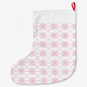 Snowflake Pattern Pastel Pink Grote Kerstsok (Achterkant)