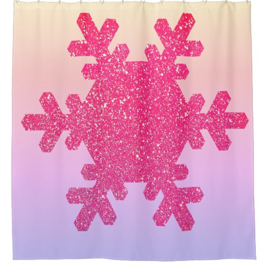 Snowflake Pattern PInk Paars Glitter Cute Girly Douchegordijn (Voorkant)