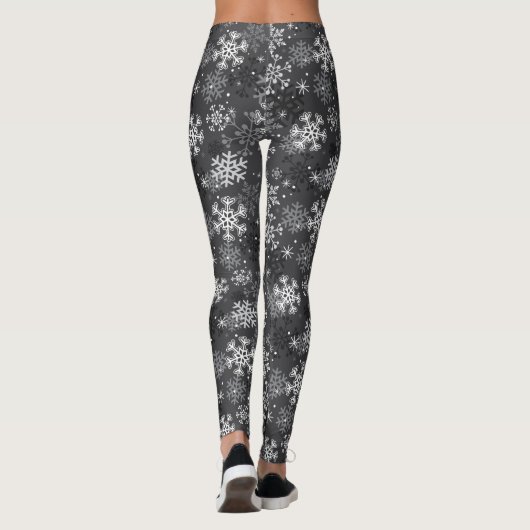 Snowflake Pattern Print Leggings, grijs Leggings (Achterkant)