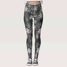 Snowflake Pattern Print Leggings, grijs