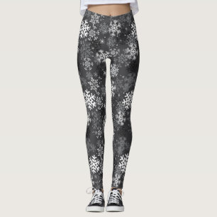 Snowflake Pattern Print Leggings, grijs Leggings
