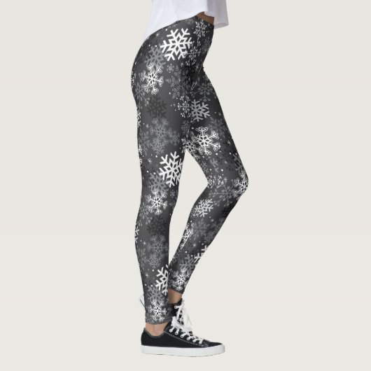 Snowflake Pattern Print Leggings, grijs Leggings (Rechts)